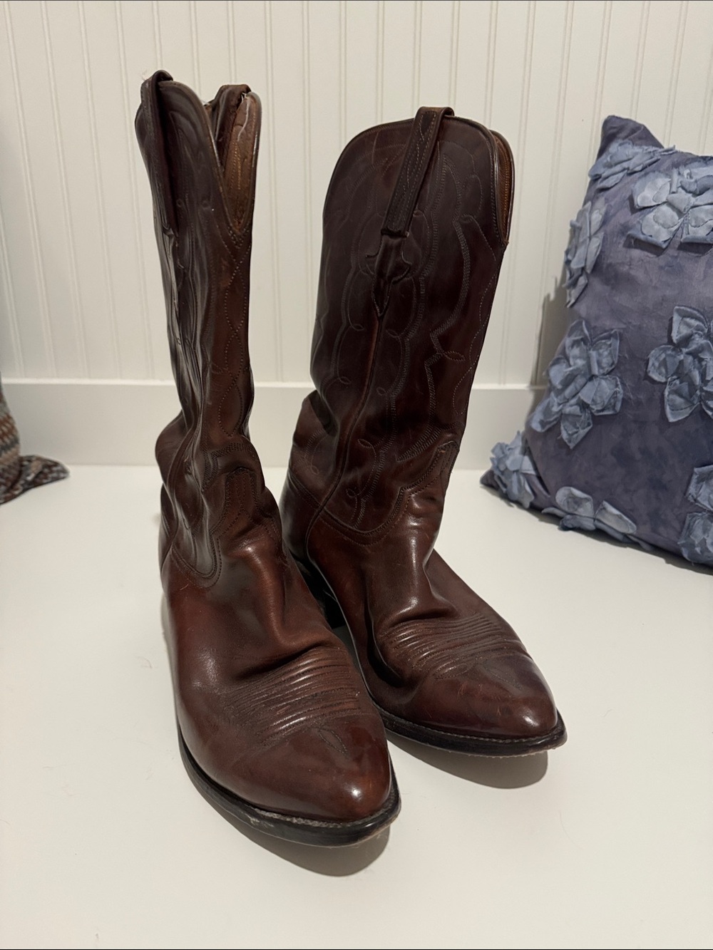 Lucchese 10 D Men's Brown Leather Cowboy Boots